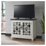 Martin Svensson Home Elegant 38 in. White with Grey Top TV Stand Fits TVs up to 42 in. with Adjustable Shelf   Customer Returns See Pictures