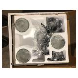 Home Decorators Collection Knollwood 17-1/2 in. 3-Light Black Bronze with Brass Accents Industrial Round Chandelier for Kitchens Bulbs Included Customer Returns See Pictures