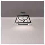 Feit Electric Katalyst 15 in. 3-Light Trapez Matte Black Color Choice Selectable CCT LED w/Night Light Semi-Flush Mount Ceiling Light  Customer Returns See Pictures