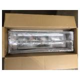 Hampton Bay Boswell Quarter 34 in. 5-Light Brushed Nickel Farmhouse Linear Chandelier with Weathered Wood Accents   Customer Returns See Pictures