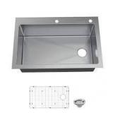 Glacier Bay Tight Radius 33 in. Drop-In Single Bowl 18 Gauge Stainless Steel Kitchen Sink with Accessories    Customer Returns See Pictures