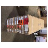 8 Boxes of Cap A Tread Vesinet/Ella By Ok/Bldr Pss Hck/Lxrs Pn 47in.Lx12.15in.Wx2.28in.T Laminate Stair Tread and Reversible Riser Kit   Customer Returns See Pictures