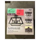 Feit Electric Katalyst 15 in. 3-Light Trapez Matte Black Color Choice Selectable CCT LED w/Night Light Semi-Flush Mount Ceiling Light   Customer Returns See Pictures