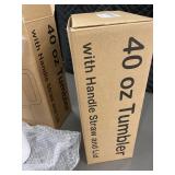 2 X 40 oz Tumblers with Handle, Straw, and Lid - Pink Marble Design