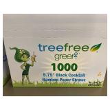 Set of 2 Boxes with 2000 Tree Free 5.75" Black Cocktail Bamboo Paper Straws