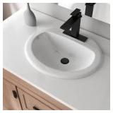 Glacier Bay 19 in. Drop-In Round Vitreous China Bathroom Sink in White   Customer Returns See Pictures