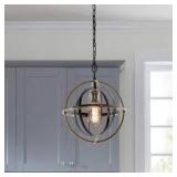 Home Decorators Collection Barton Bay 1-Light Bronze and Champagne Pewter Orb Mini Pendant Hangling Light  Customer Returns See Pictures