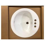 Glacier Bay 19 in. Drop-In Round Vitreous China Bathroom Sink in White   Customer Returns See Pictures