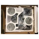 Home Decorators Collection Knollwood 17-1/2 in. 3-Light Black Bronze with Brass Accents Industrial Round Chandelier for Kitchens Bulbs IncludedCustomer Returns See Pictures