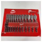 New Milwaukee 13 Piece Flat Boring Set 48-27-1520 1/4" Quick Change Hex Shank