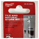 Lot Of Four New Milwaukee Tile And Natural Stone Bit 1/4" For Tile And Stone