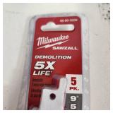 New Milwaukee Sawzall Blades 5 Pack 9" Demolition 5X Life Nail Embedded Wood