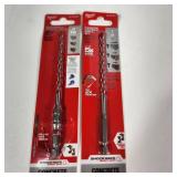 Lot Of Two New Milwaukee Drill Bits 48-20-9096 Concrete Screw And 48-20-9011 Carbide Hammer Drill Bit
