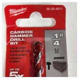 Lot Of Two New Milwaukee Drill Bits 48-20-9096 Concrete Screw And 48-20-9011 Carbide Hammer Drill Bit