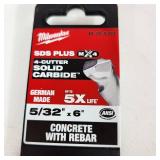 New Milwaukee Drill Bit 48-20-8308 5/32" x 6" SDS Plus 4-Cutter Solid Carbide Concrete With Rebar