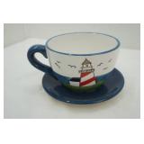Large Coffee Mug Planter Lighthouse Theme