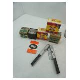 vintage empty shell boxes and reloading tool