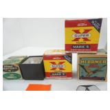 vintage empty shell boxes and reloading tool