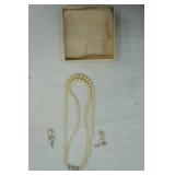 Vintage Pearl Screw-On Earrings & Necklace (not authenticated)