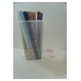 Wrapping Paper & Rubbermaid tote for wrapping paper