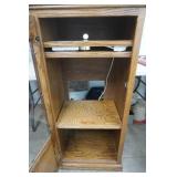 Glass Door Oak Cabinet