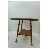 Oak Parlor Table with Brass Feet