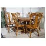 wooden dining room table & chairs