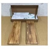 Axeman Floating Shelves, 2 Pack 8 Inch Deep Modern Solid Wood Wall Shelves for Storage, 24" W x 8" D x 1.6" H, Light Carbonized