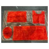 4PCS Orange Area Rug Set