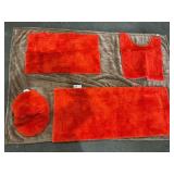 4PCS Orange Area Rug Set