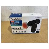 Brookstone Cordless Hot and Cold Percussion Deep Tissue Massager Gun, 6 Intensity Levels