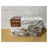 13PCS Carote Ceramic Pans and Pots Set, Industion Kitchen Non-Stick Cookware Sets