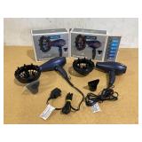 LOT of 2 InfinitiPro by Conair 1875 Watt Texture Styling Hair Dryer for Natural Curls and Waves, Dark Blue, 1 Count 600R