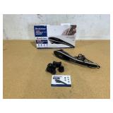 Brookstone Handheld Percussion Body Massager, 4 Vibration Modes, 5 Interchangeable Heads, Black