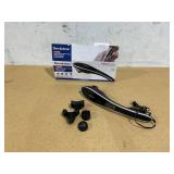 Brookstone Handheld Percussion Body Massager, 4 Vibration Modes, 5 Interchangeable Heads, Black