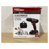 Hyper Tough 20V Max Lithium-Ion 3/8 inch Cordless Drill, 70-Piece Home Tool Set, 1.5Ah Lithium-Ion Battery & Charger, Bit Holder, & Storage Bag