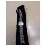 Burgi Ladies Crystal Diamond Accent and Mother of Pearl Watch