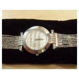Burgi Ladies Crystal Diamond Accent and Mother of Pearl Watch