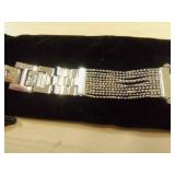 Burgi Ladies Crystal Diamond Accent and Mother of Pearl Watch