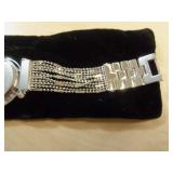Burgi Ladies Crystal Diamond Accent and Mother of Pearl Watch