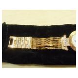 Burgi Ladies Crystal Diamond Accent and Mother of Pearl Watch