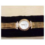 Burgi Ladies Crystal Diamond Accent and Mother of Pearl Watch