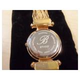 Burgi Ladies Crystal Diamond Accent and Mother of Pearl Watch