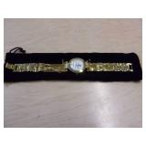Burgi Ladies Crystal Diamond Accent and Mother of Pearl Watch