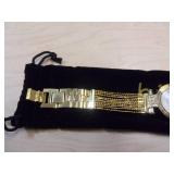 Burgi Ladies Crystal Diamond Accent and Mother of Pearl Watch