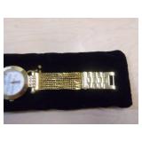 Burgi Ladies Crystal Diamond Accent and Mother of Pearl Watch
