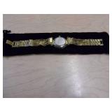 Burgi Ladies Crystal Diamond Accent and Mother of Pearl Watch