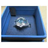 MANCHURIAN PERIDOT SILVER PENDANT SILVER CLUSTER RING