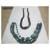 TURQOIUSE STERLING SILVER NECKLACE TIGERS EYE 18K YELLOW GOLD OVER STERLING SILVER