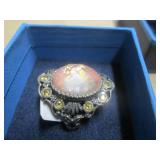 RHODONITE GOLD LEAF STERLING SILVER RING PENDANT EARRINGS